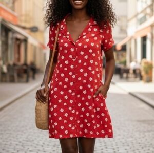 Reformation Red Floral Dress